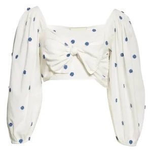 Farm Rio Flower Embroidered Cotton Crop